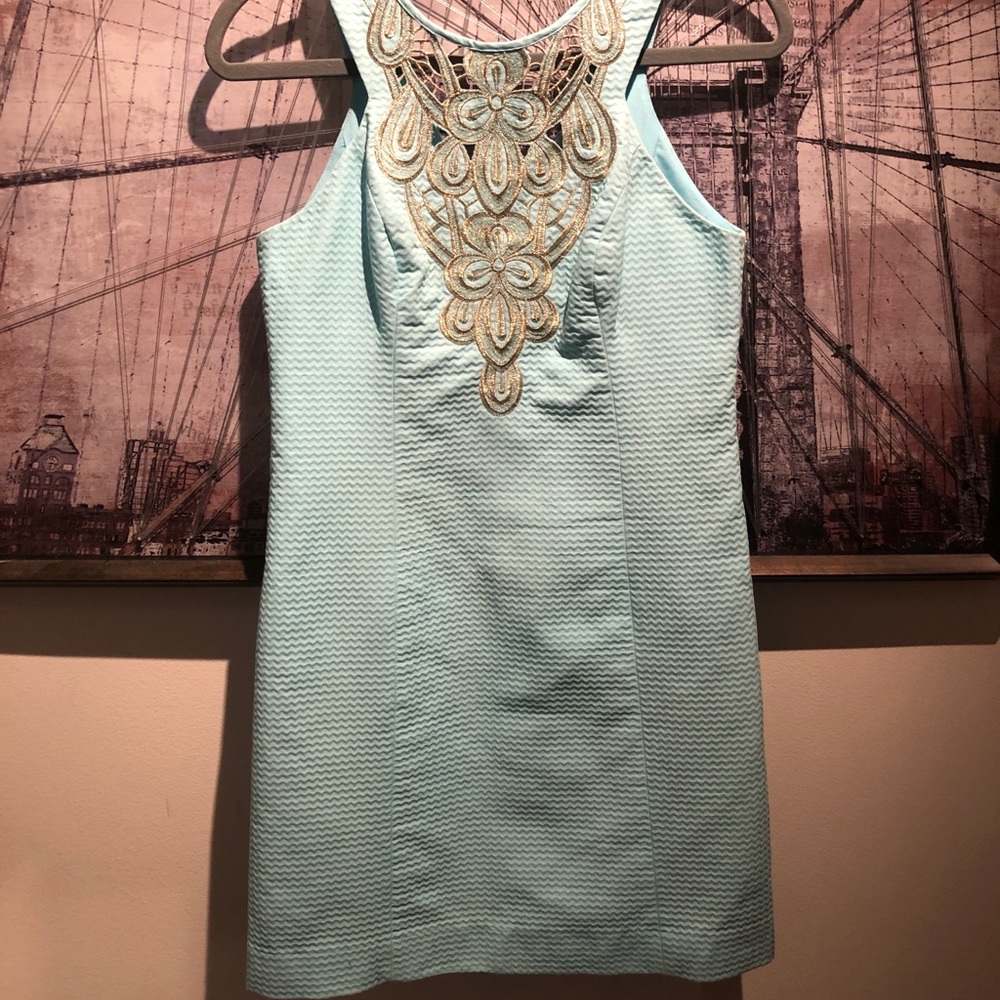 LILLY PULITZER Turquoise with Gold detailing Dress